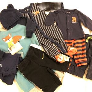 8-pc Baby Wardrobe Bundle, 2 Fox one-pieces